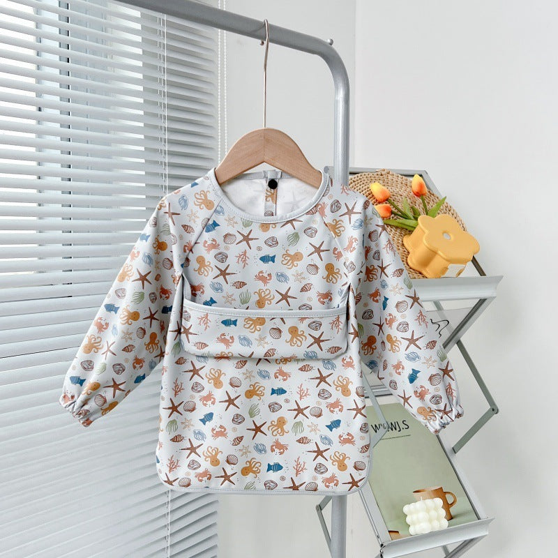 Organic Reverse Wearing Drawing Bib Infant Feeding Protective Clothing